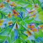Preview: Baumwolljersey Blüten und Blätter auf Grün/Blau